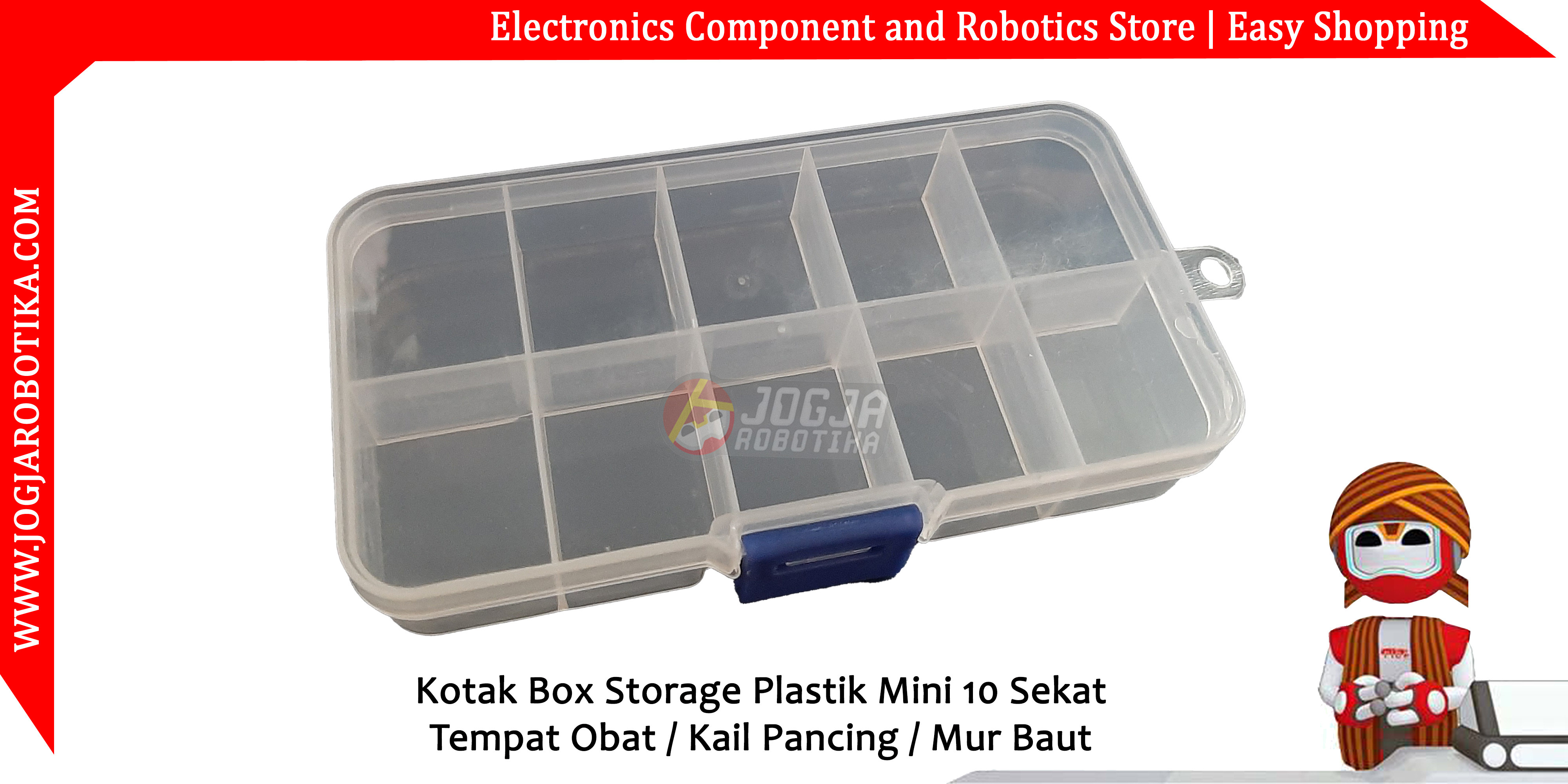 Kotak Box Storage Plastik Mini 10 Sekat Tempat Komponen / Obat / Kail Pancing / Mur Baut