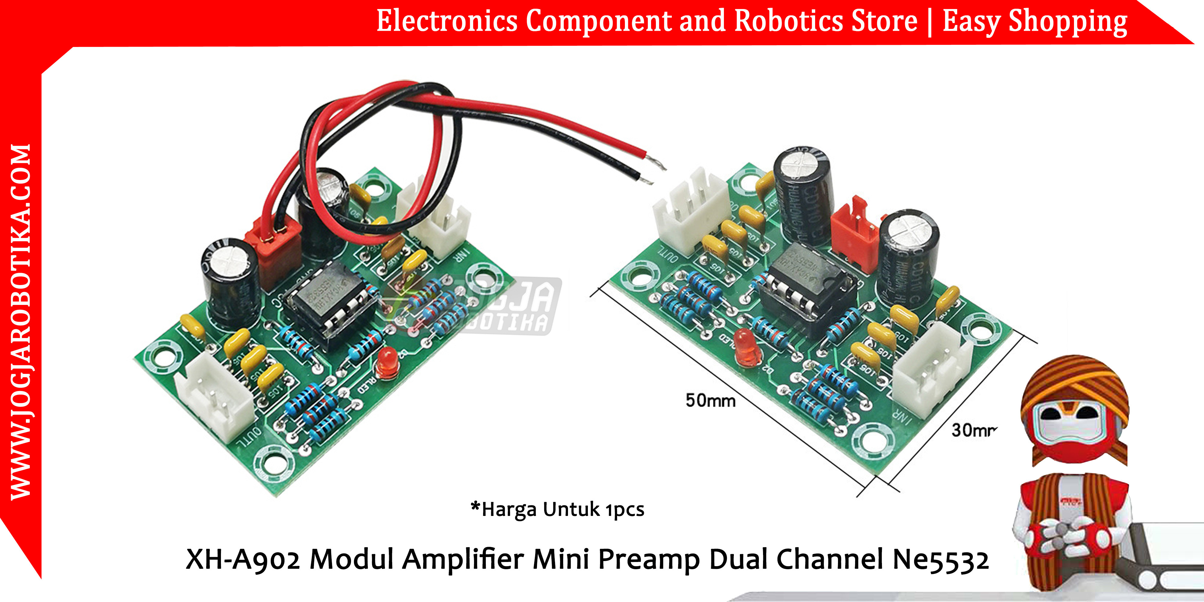 XH-A902 Modul Amplifier Mini Preamp Dual Channel Ne5532