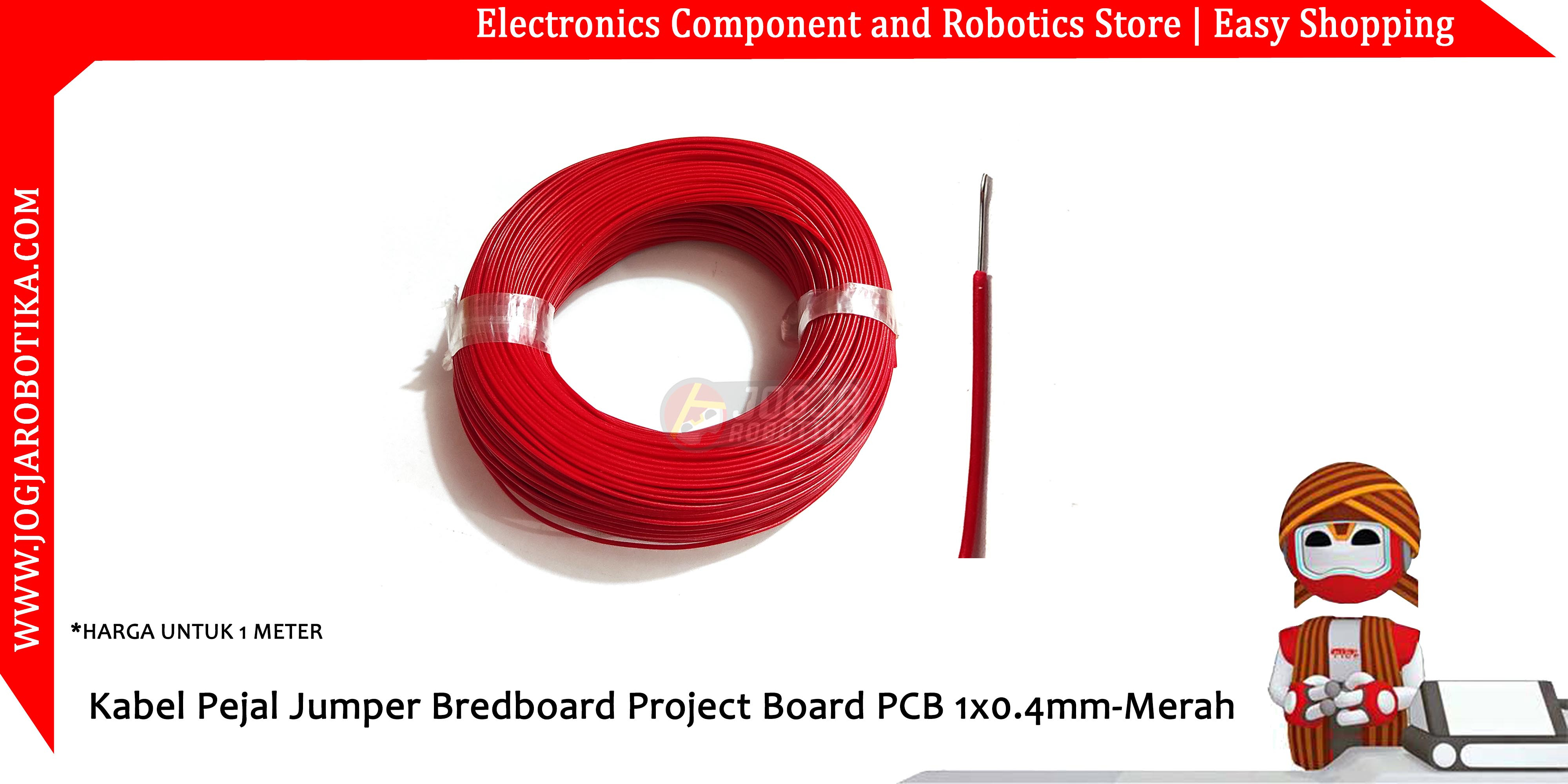Kabel Pejal Jumper Bredboard Project Board PCB 1x0.4mm-Merah