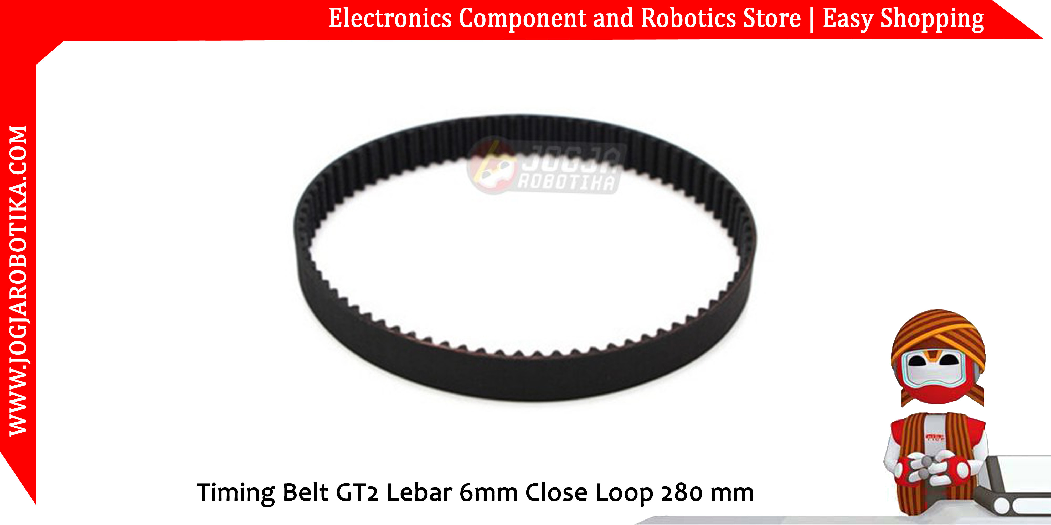 Timing Belt GT2 Lebar 6mm Close Loop 280 mm
