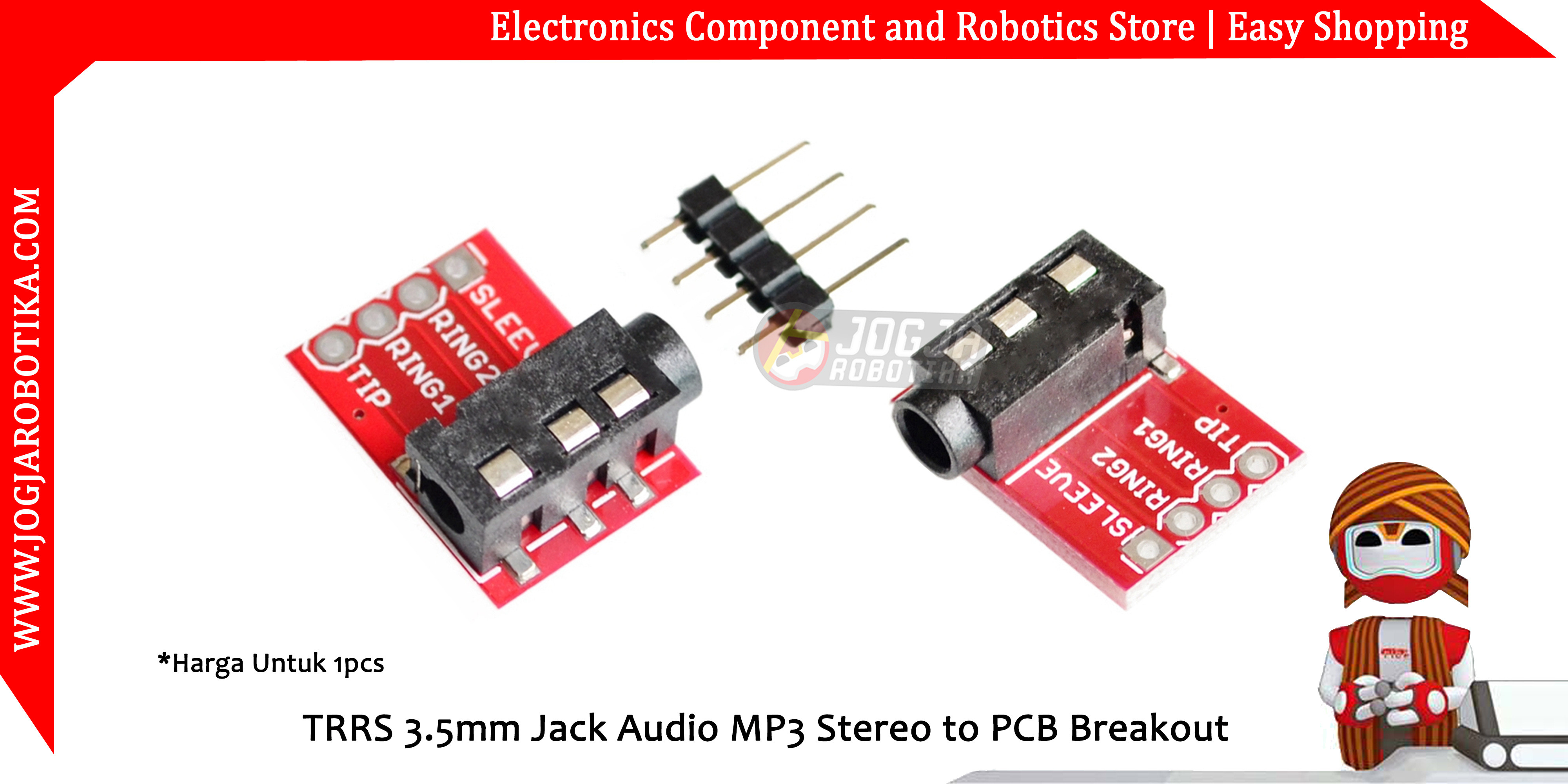 TRRS 3.5mm Jack Audio MP3 Stereo to PCB Breakout