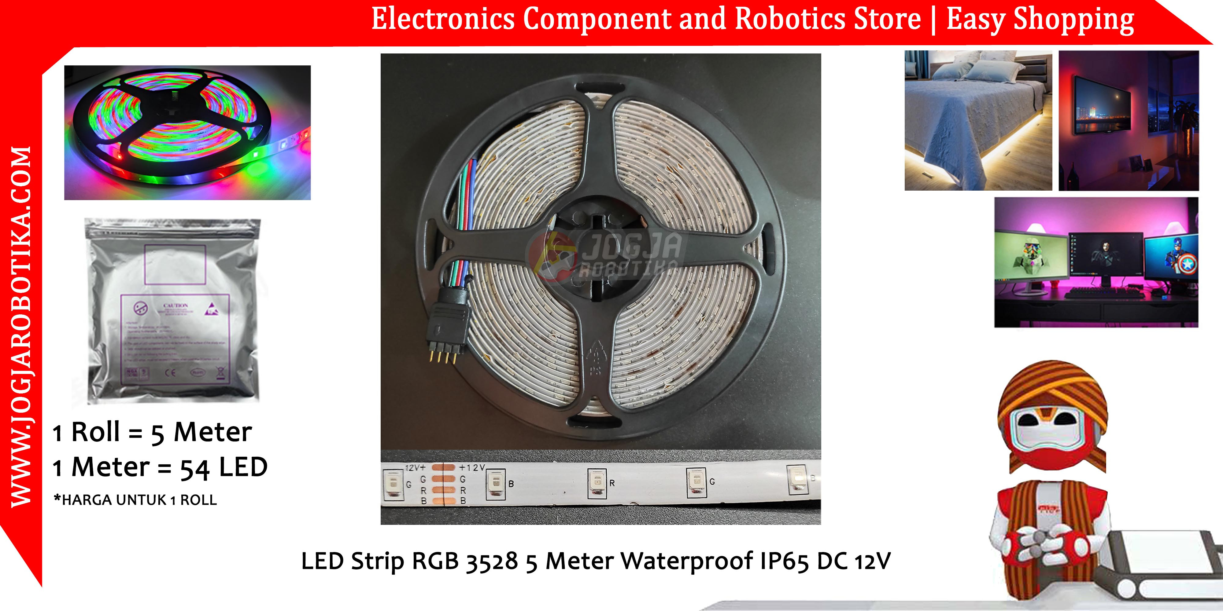 LED Strip RGB 3528 2835 5 Meter Waterproof IP65 DC 12V