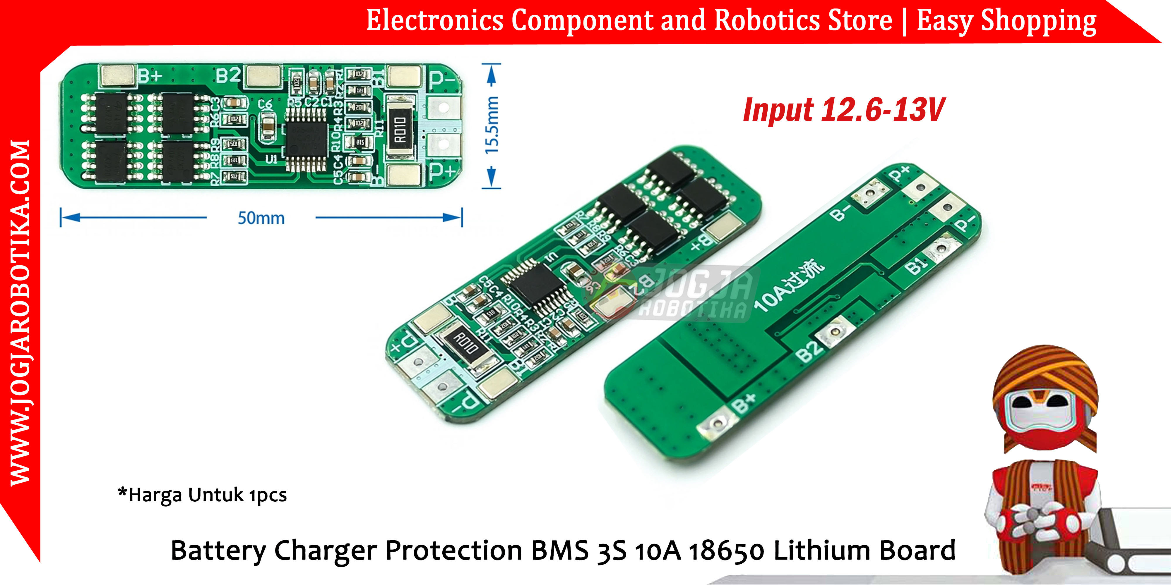 Battery Charger Protection BMS 3S 10A 18650 Lithium Board