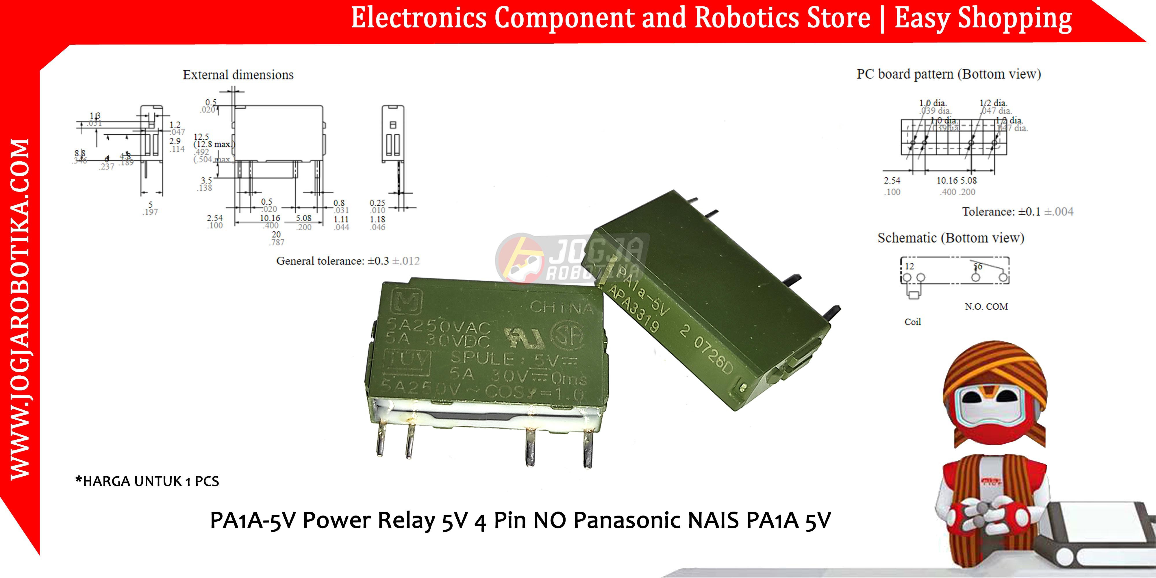 PA1A-5V Power Relay 5V 4 Pin NO Panasonic NAIS PA1A 5V