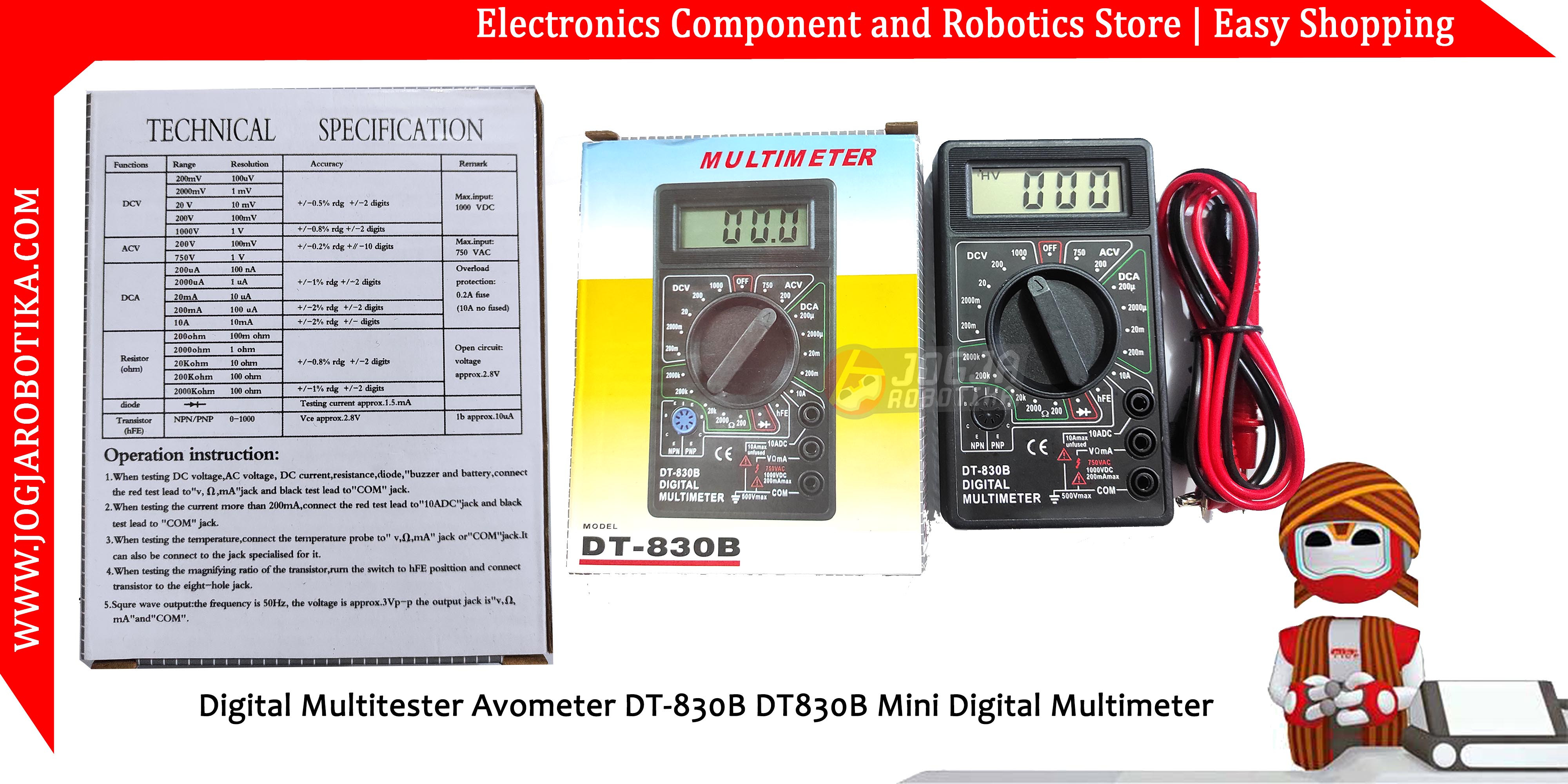Digital Multitester Avometer DT-830B DT830B Mini Digital Multimeter