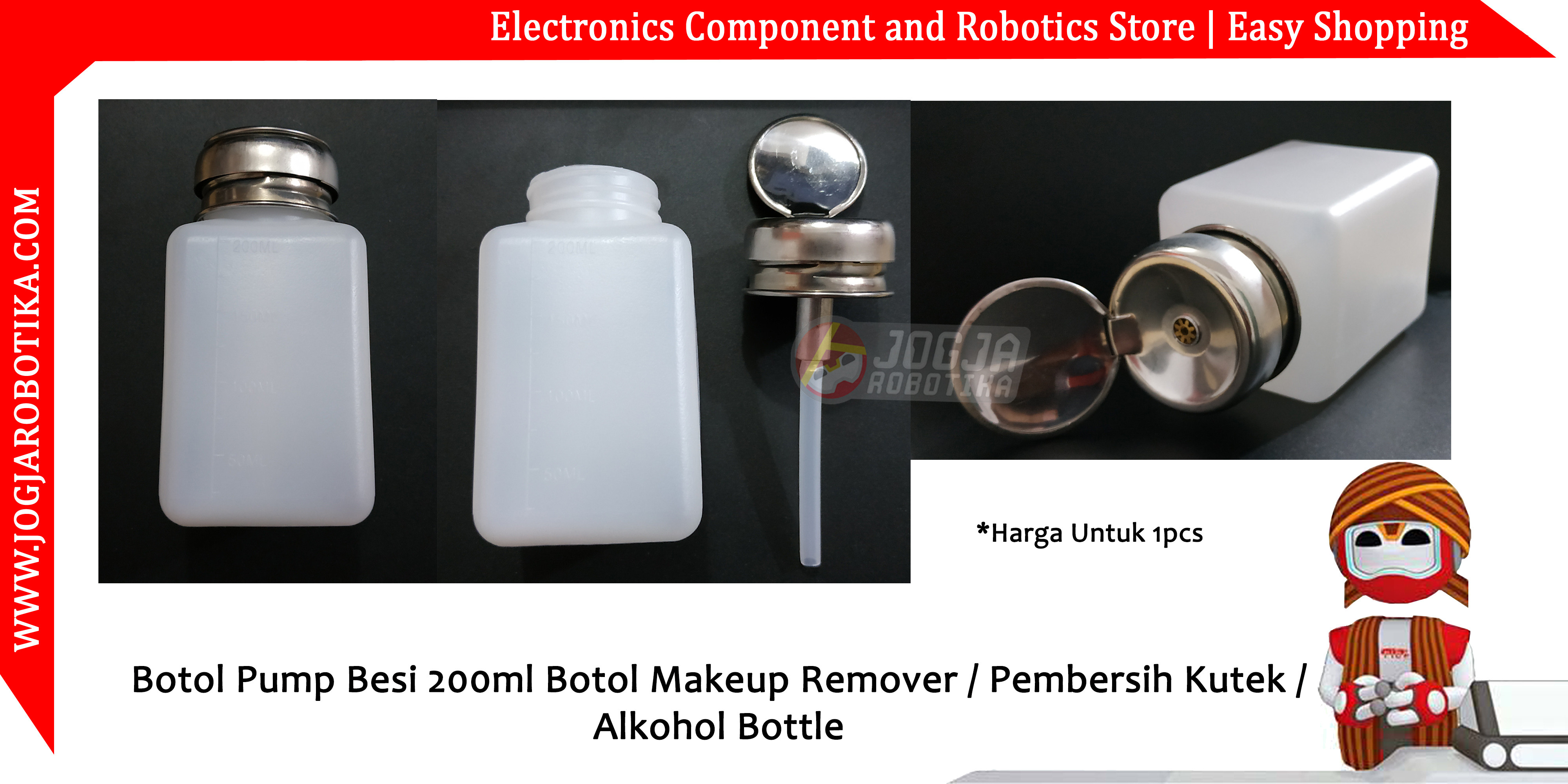 Botol Pump Besi 200ml Botol Makeup Remover / Pembersih Kutek / Alkohol Bottle
