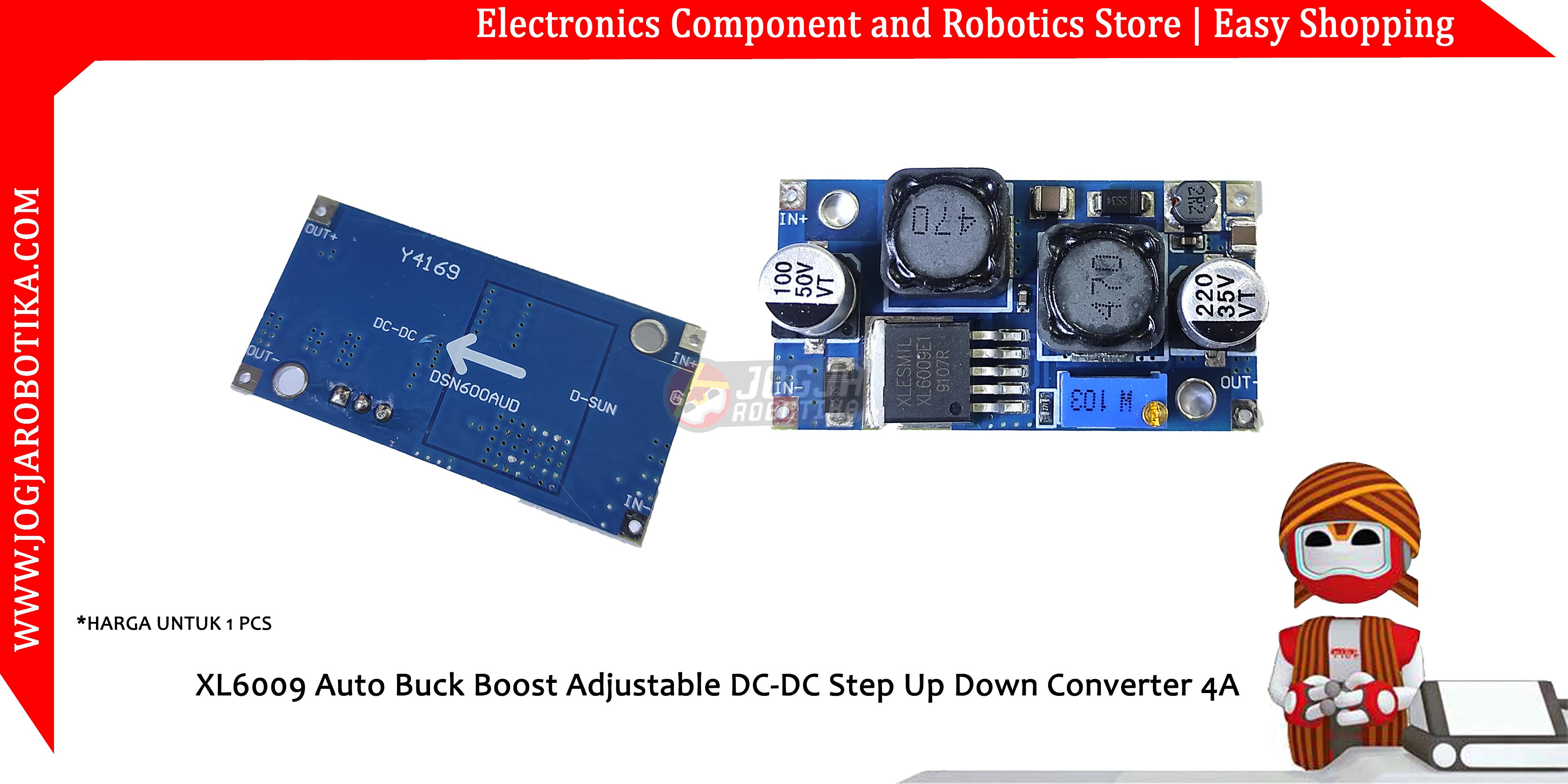 XL6009 Auto Buck Boost Adjustable DC-DC Step Up Down Converter 4A
