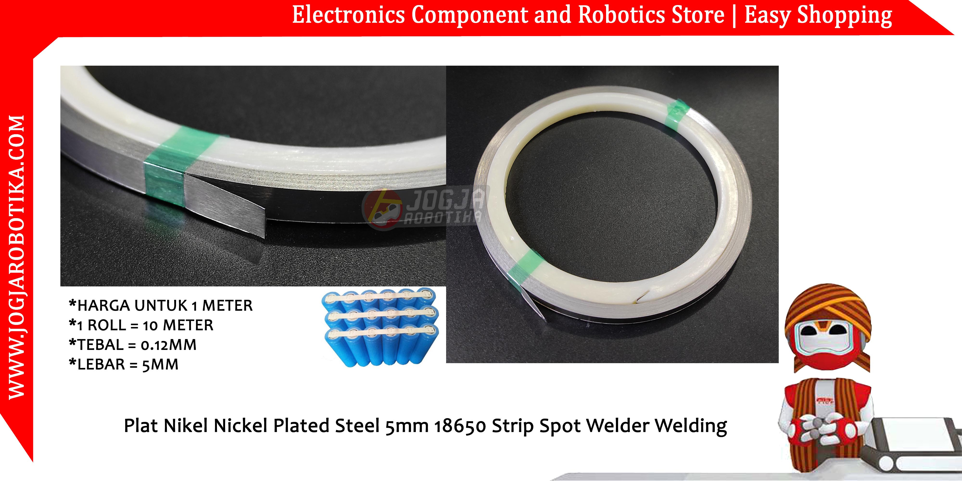 Plat Nikel Nickel Plated Steel 5mm 18650 Strip Spot Welder Welding 1M