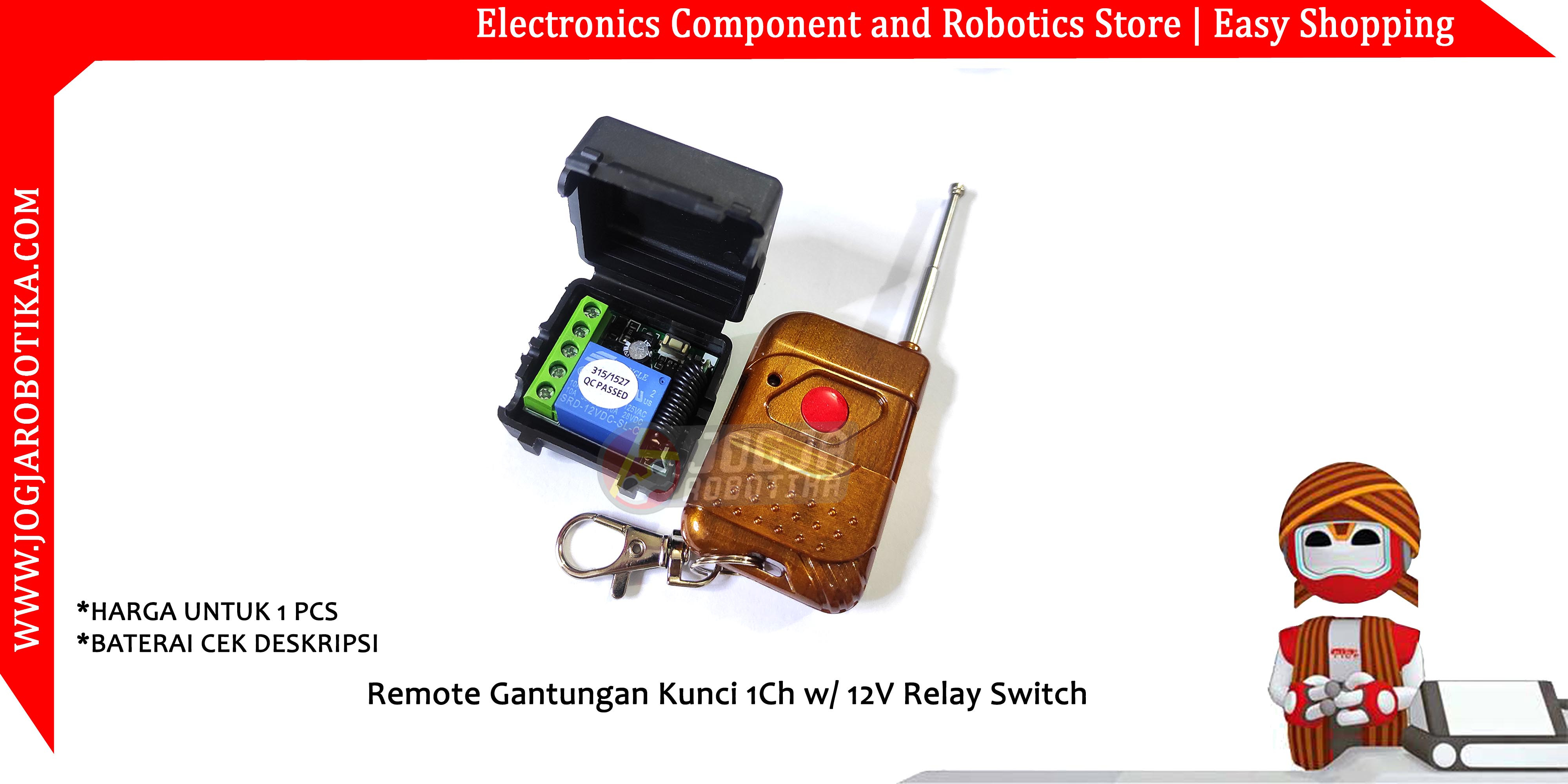 Remote Gantungan Kunci 1Ch w/ 12V Relay Switch