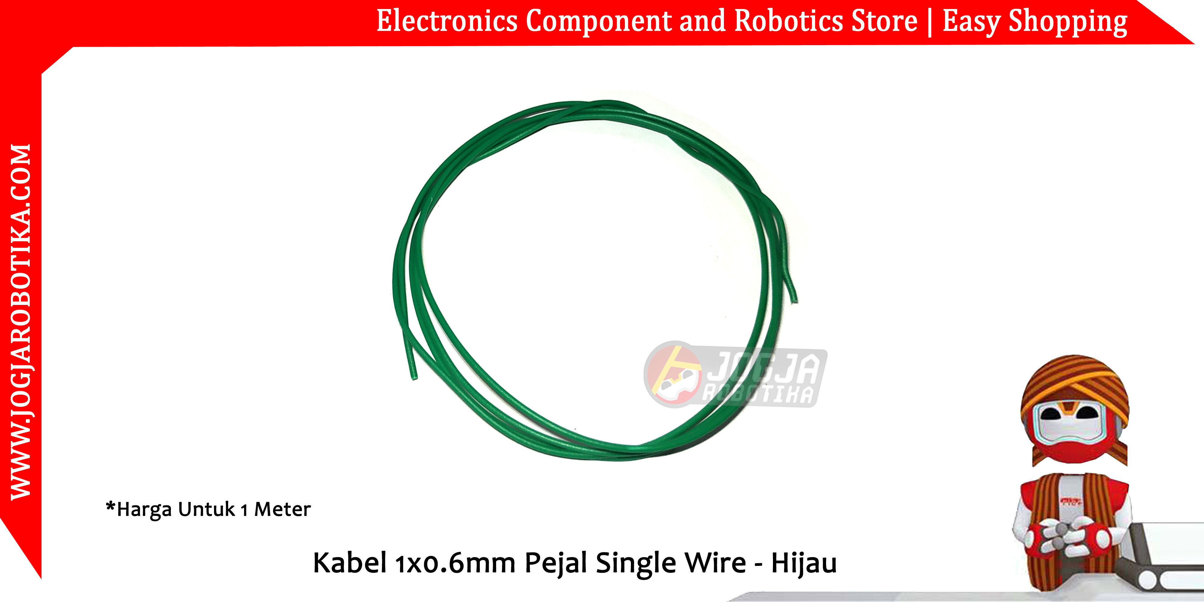 Kabel 1x0.6mm Pejal Single Wire - Hijau