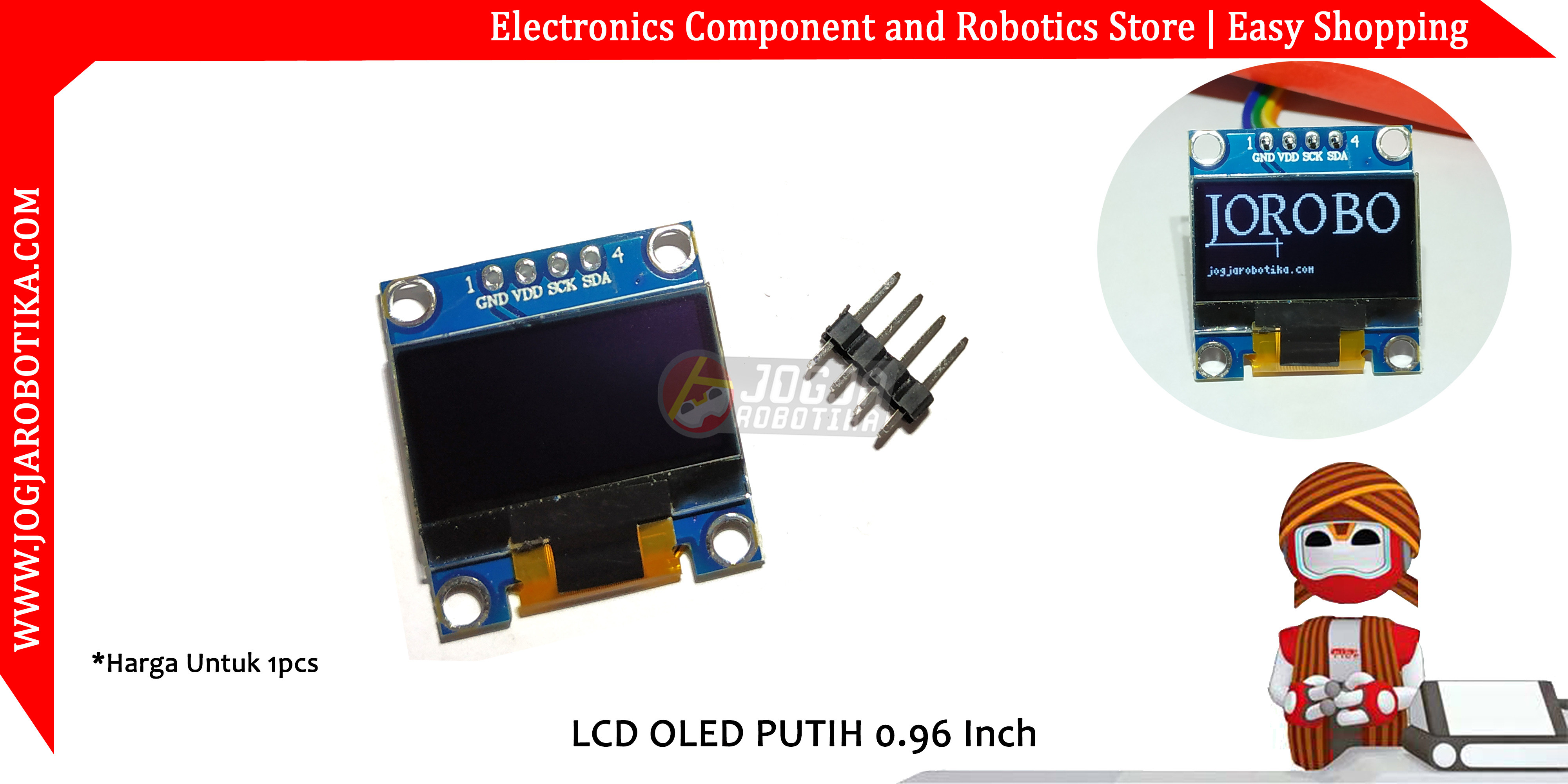 LCD OLED PUTIH 0.96 Inch