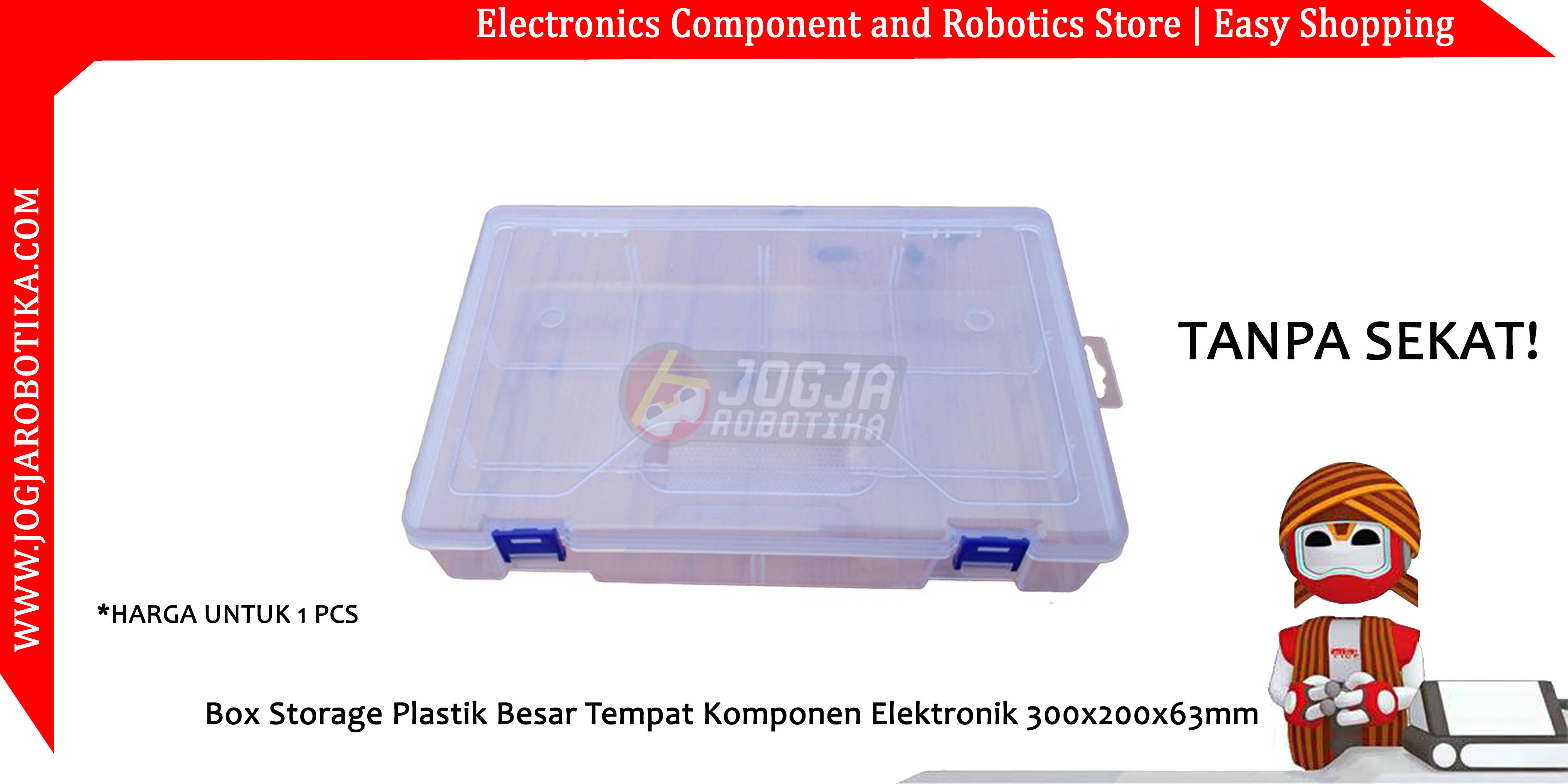 Kotak Box Storage Plastik Besar Tempat Komponen Elektronik 300x200x63mm