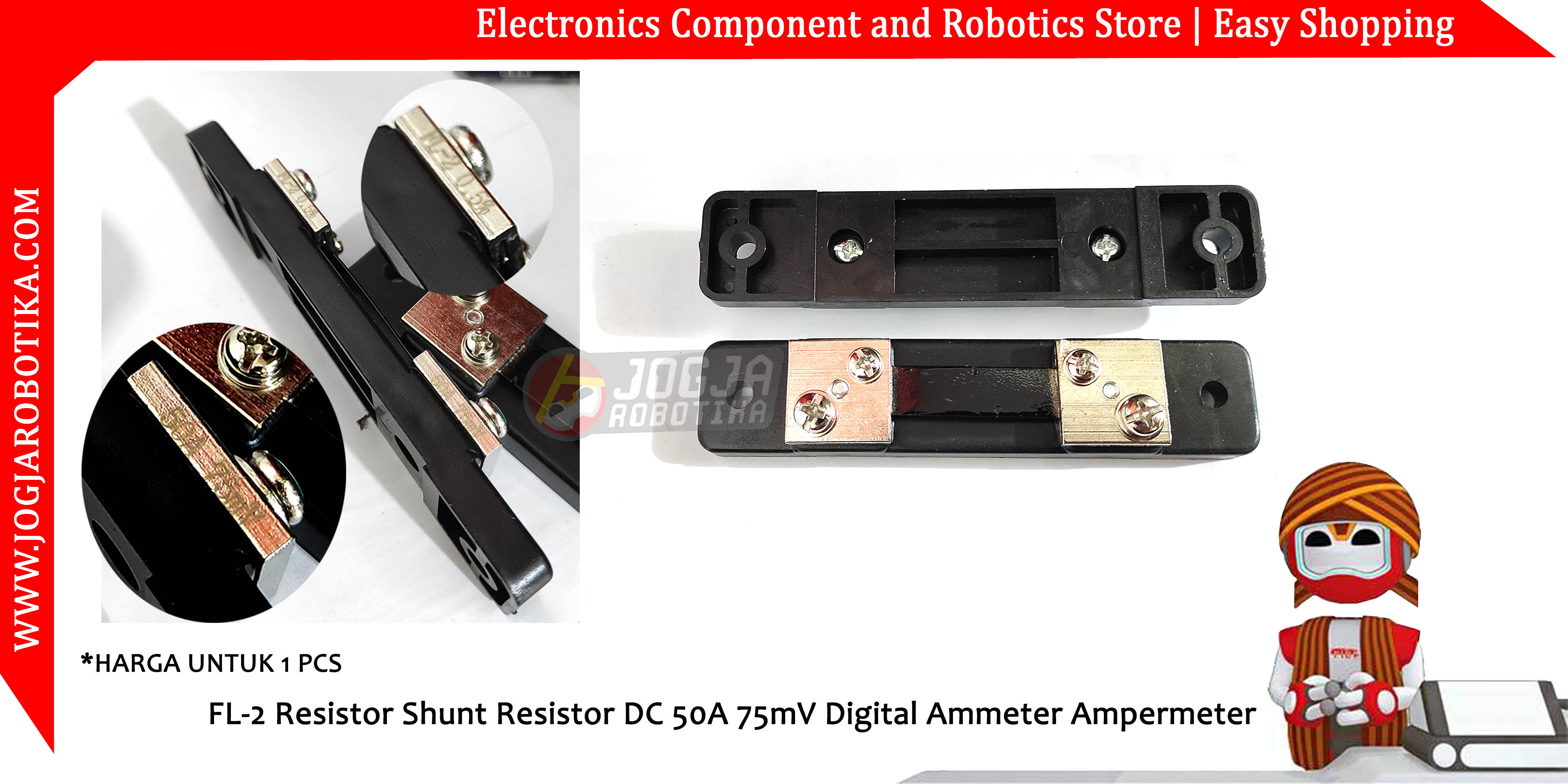 FL-2 Resistor Shunt Resistor DC 50A 75mV Digital Ammeter Ampermeter
