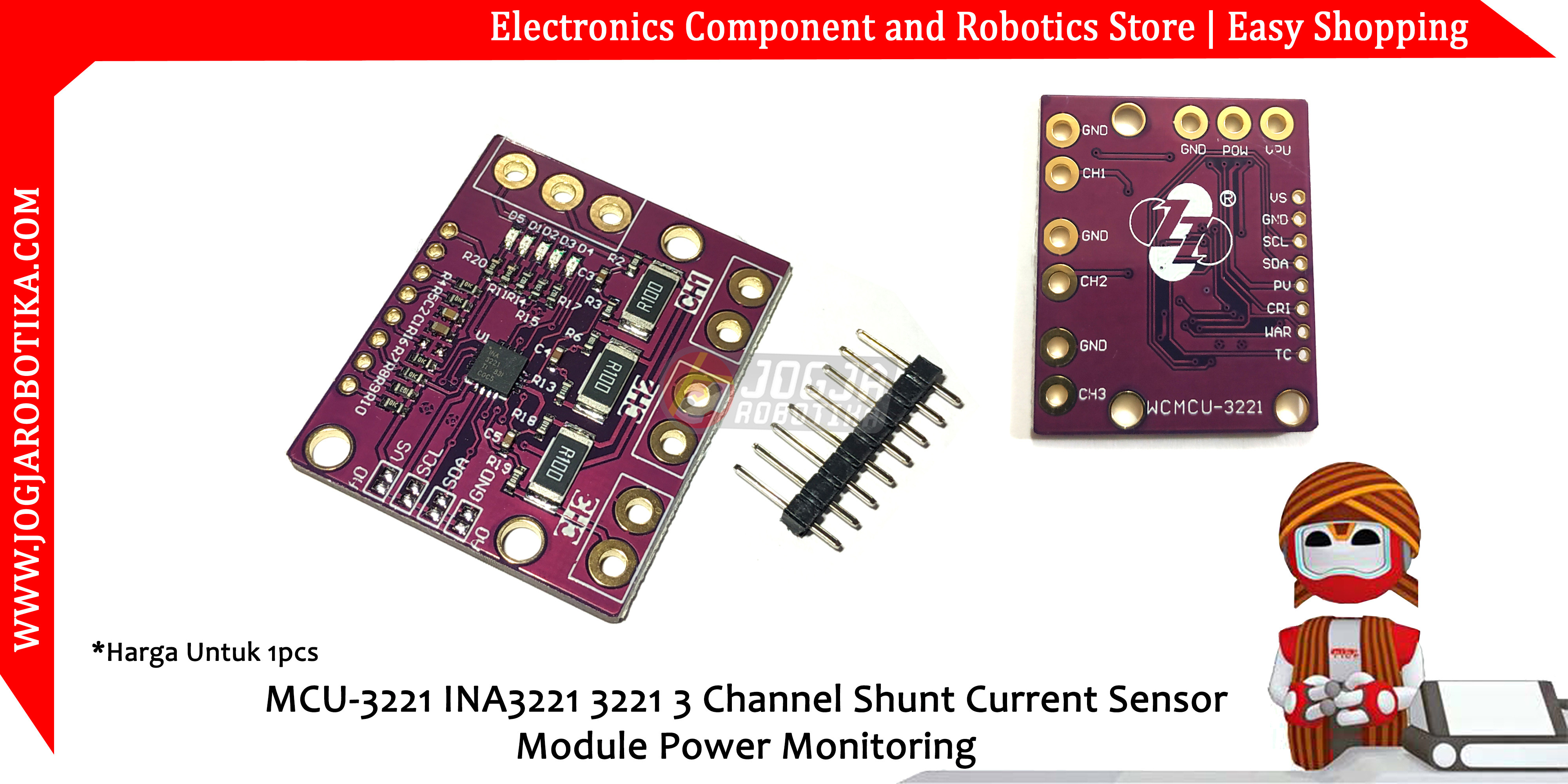 MCU-3221 INA3221 3221 3 Channel Shunt Current Sensor Module Power Monitoring
