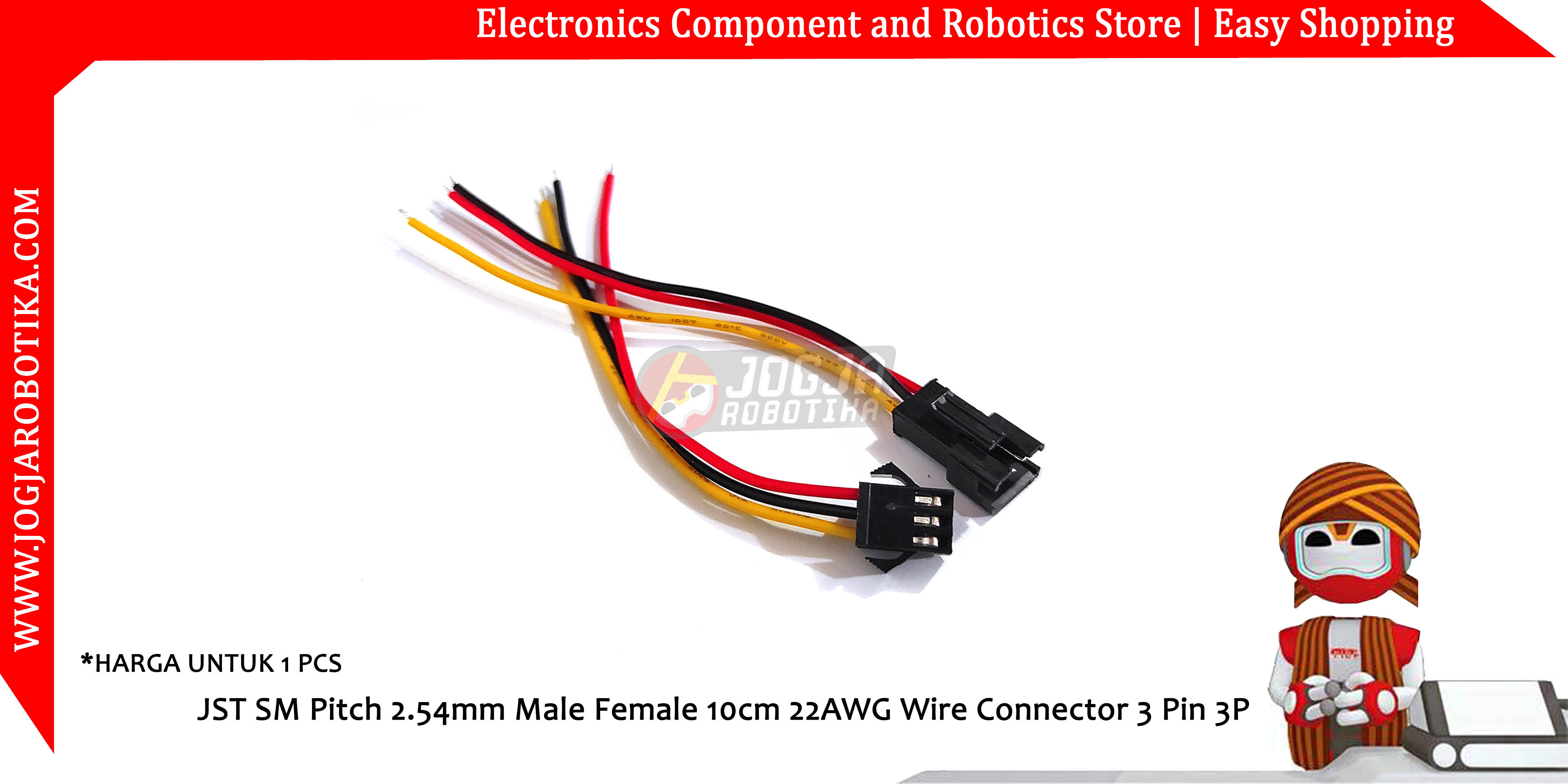 JST SM Pitch 2.54mm Male Female 10cm 22AWG Wire Connector 3 Pin 3P