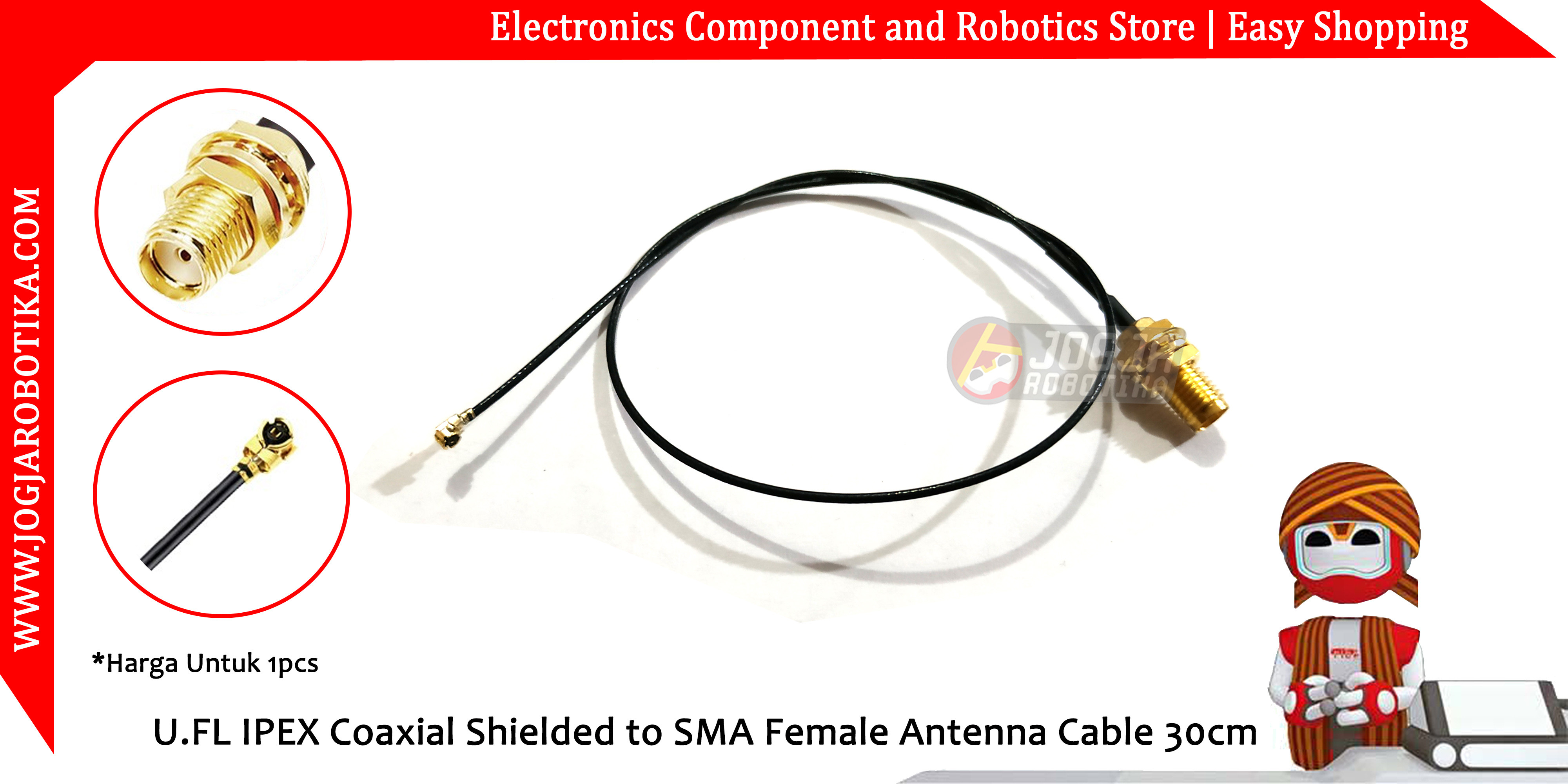 U.FL IPEX Coaxial Shielded to SMA Female Antenna Cable 30cm