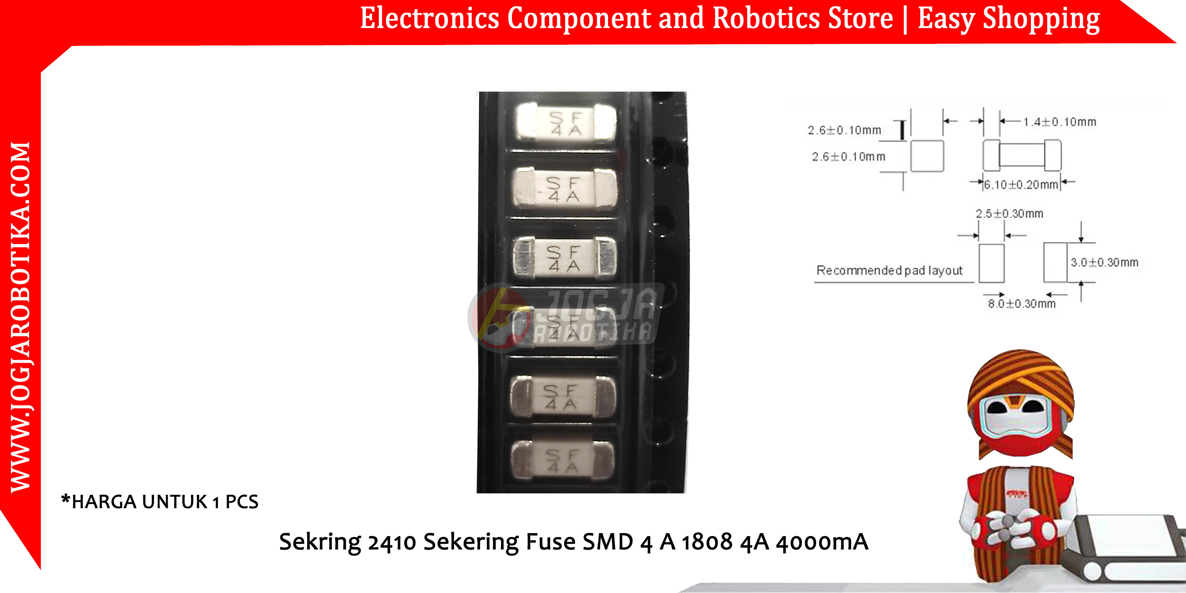 Sekring 2410 Sekering Fuse SMD 4 A 1808 4A 4000mA