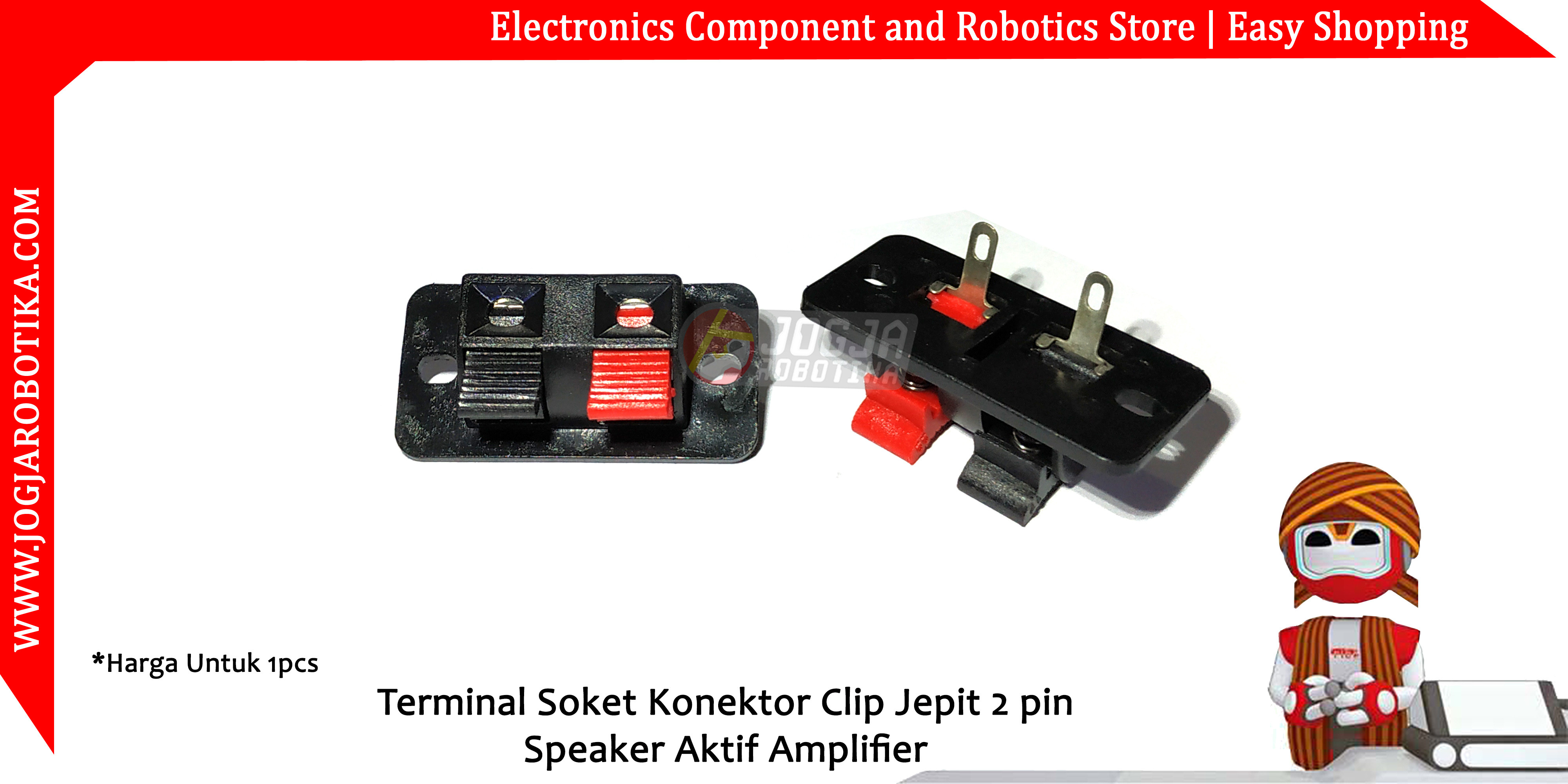 Terminal Soket Konektor Clip Jepit 2 pin Speaker Aktif Amplifier