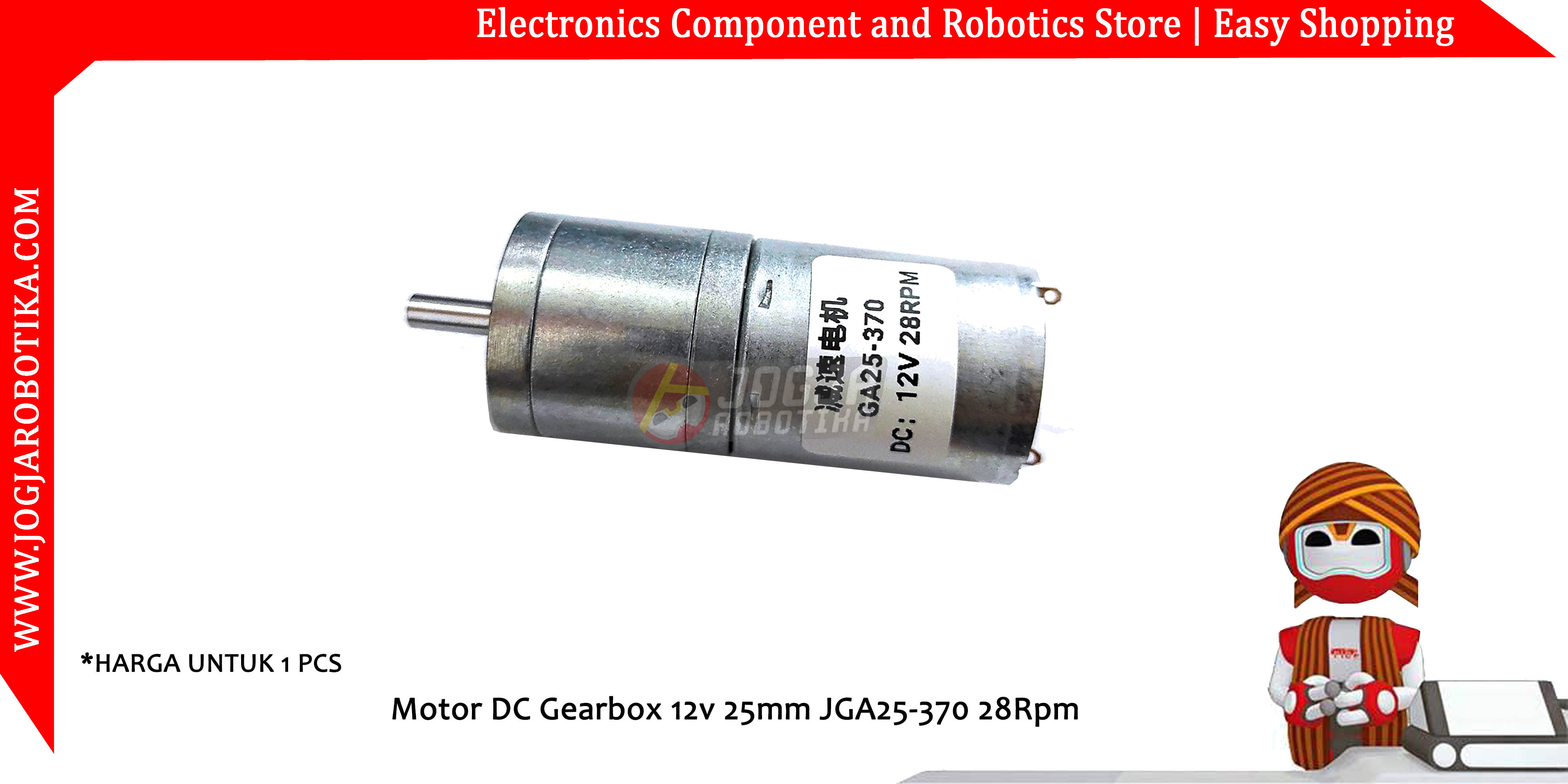 Motor DC Gearbox 12v 25mm JGA25-370 28Rpm